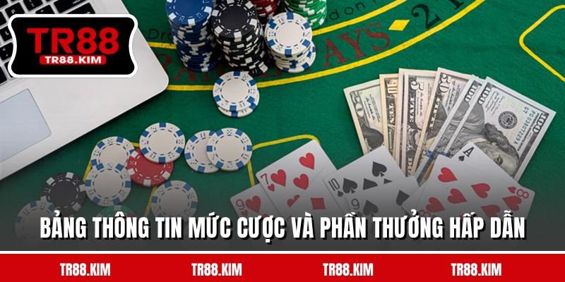 Bảng thông tin mức cược và phần thưởng hấp dẫn