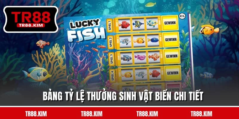 Bảng tỷ lệ thưởng sinh vật biển chi tiết Bảng tỷ lệ thưởng sinh vật biển chi tiết