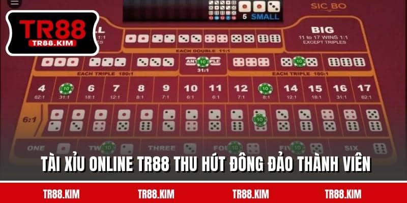 Tài xỉu online TR88 thu hút đông đảo thành viên