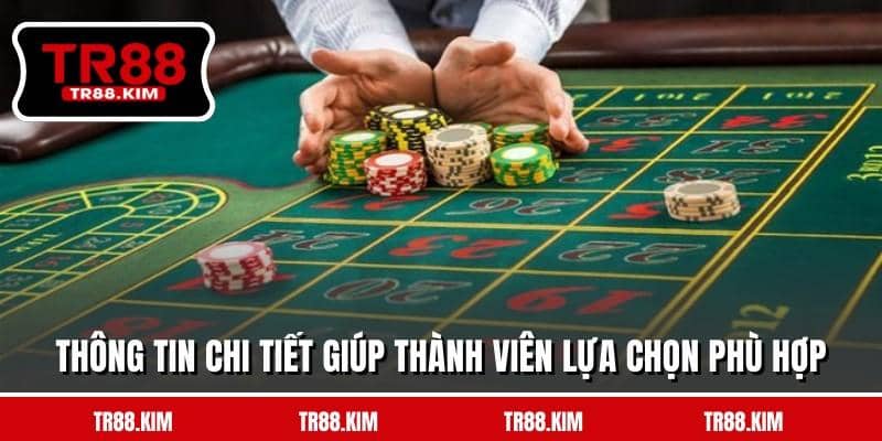 Thông tin chi tiết giúp thành viên lựa chọn phù hợp Thông tin chi tiết giúp thành viên lựa chọn phù hợp